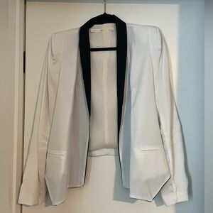 Gibson Black and White Blazer Contemporary Collarless Design